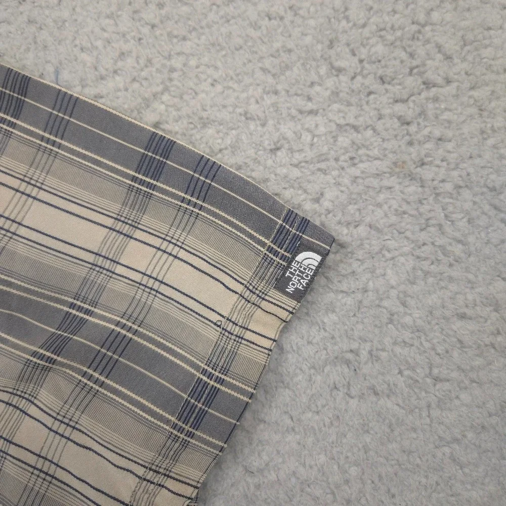 The North Face Mens M Plaid Button Shirt Modal Blend Hidden Zip Pocket